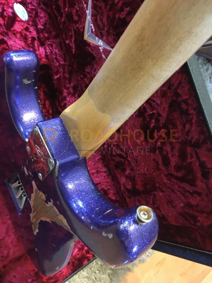 2019 Fender Custom Shop 69 Strat Purple Sparkle Heavy Relic Reverse Headstock - Image 4