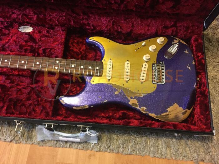 2019 Fender Custom Shop 69 Strat Purple Sparkle Heavy Relic Reverse Headstock - Image 2